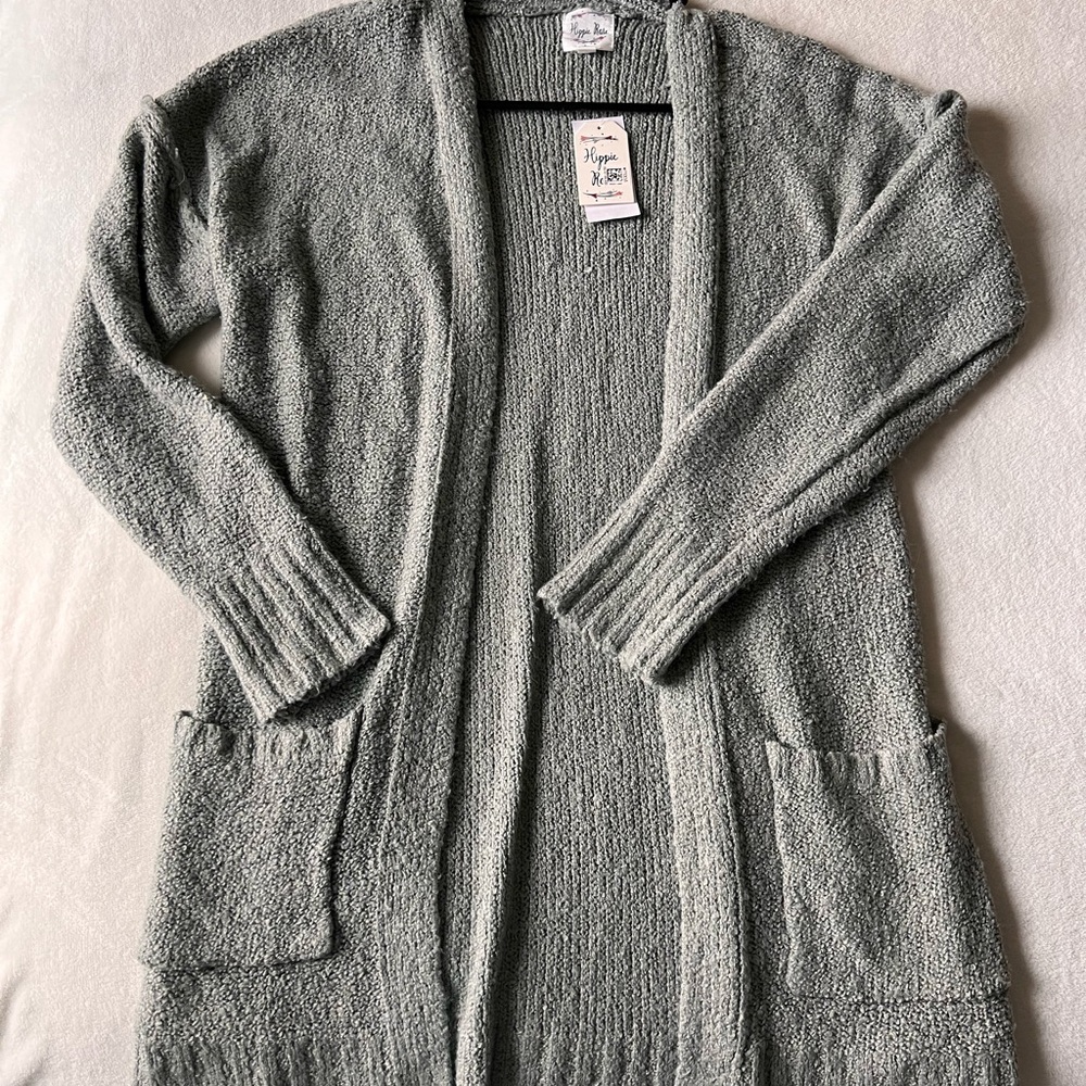 Cozy Green Open-Front Cardigan